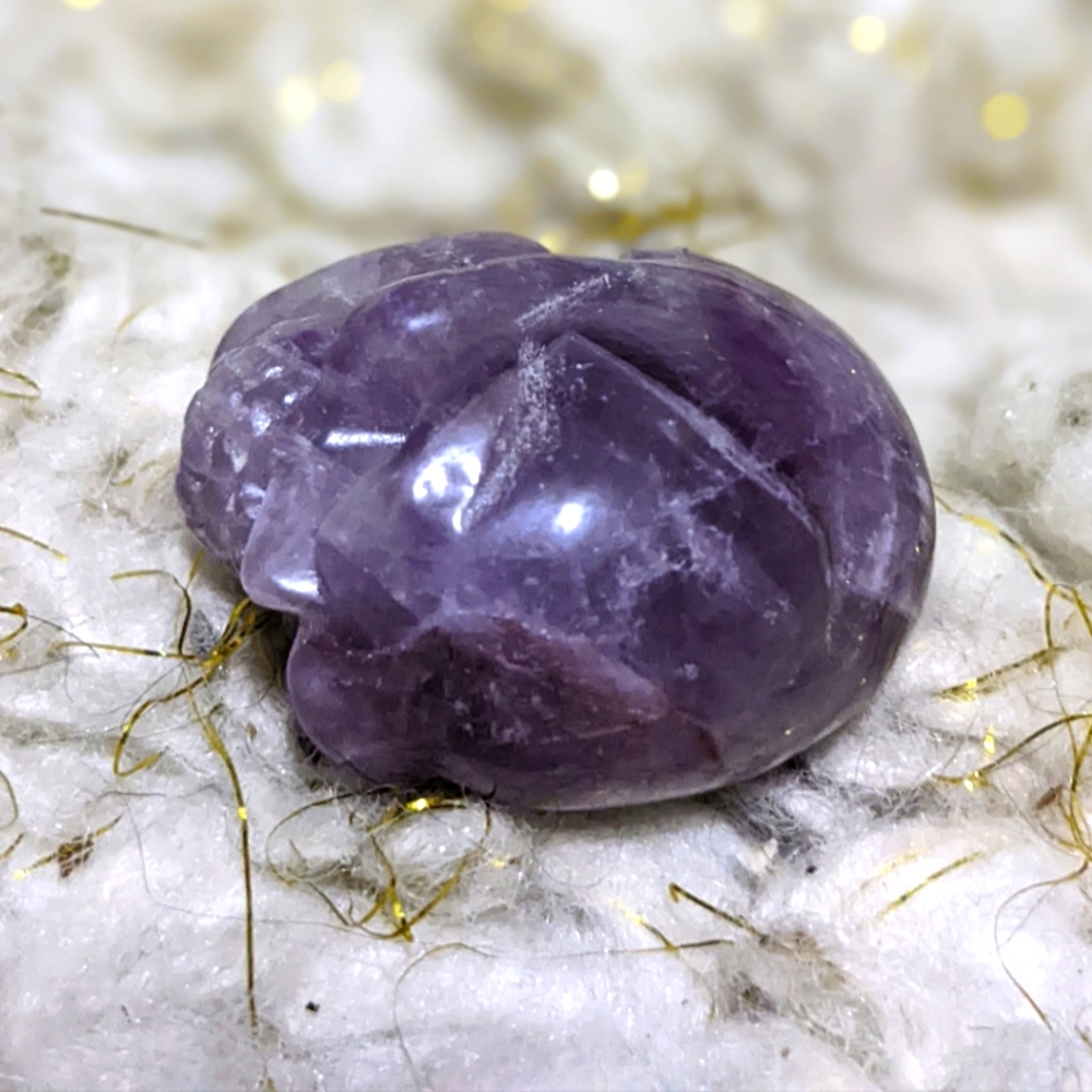 Lepidolite Crystal Skull Specimen Gemstone Mineral Boho Goth Witch Festival - Picture 5 of 6